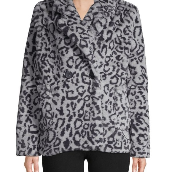 Jou Jou Gray Leopard Print Teddy Jacket - Picture 2 of 8